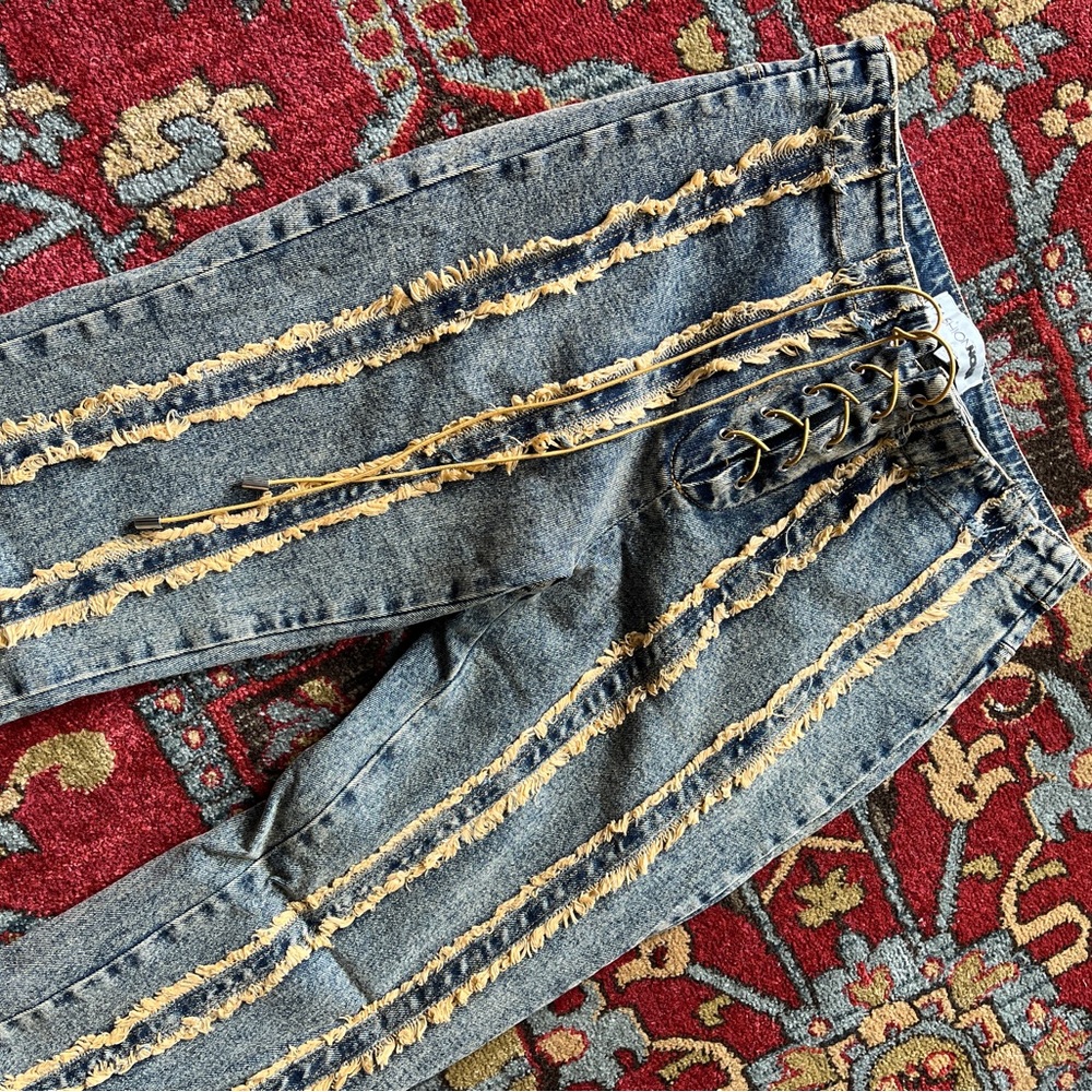 Fashion Nova lace up vintage inspired straight leg jeans. New without tags.